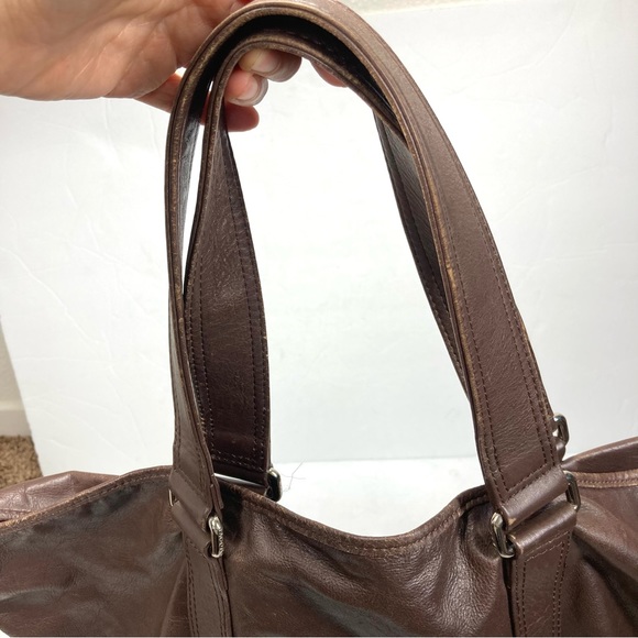 Y2K Marc Jacobs Large Brown Leather Horizontal Tote Bag  22x17" Big Tote - Picture 10 of 16